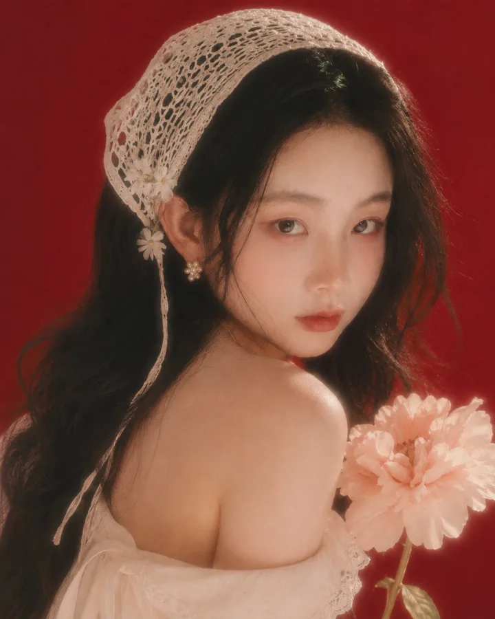 AI 写真 · 红色蕾丝